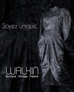 Boutique Le Walkin - Mont-Tremblant. Affiche publicitaire en noir et blanc.